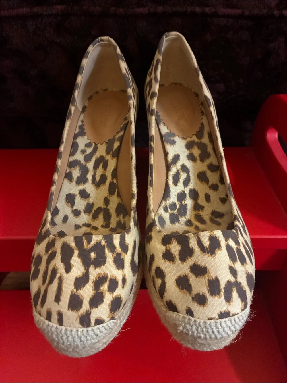 J. Crew Leopard Print Wedge Espadrille Wedge Heels size 9